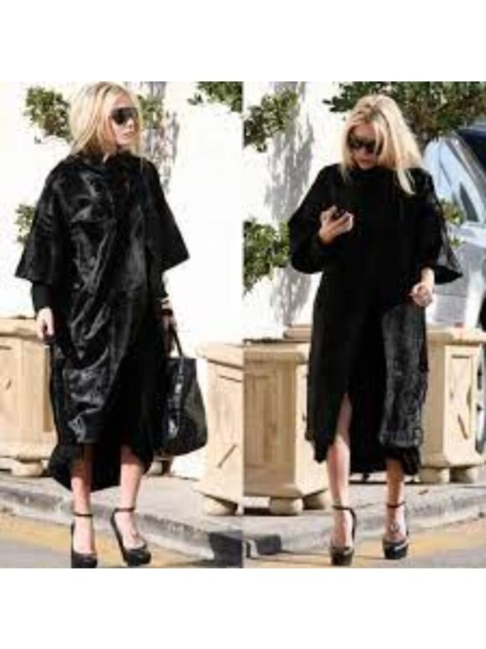 Marni Agnello Lamb Silk Lined Patch Leather Fur Midi Cape High Neck Coat